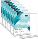 EHWINE Acrylic Sign Holder 8.5 x 11, 10 Pack Double-Sided Stand up Table Top Sign Holders, Clear Acrylic Picture Frame Menu Flyer Paper Holder Display Stand for Office Business Store Wedding Party