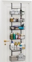 Over The Door Bathroom Organizer, 6-Tier Adjustable Metal Baskets Hanging Bathroom Organizer, Over The Door Organizer with Detachable Frame, Strong Load-Bearing Hair Tool Organizer