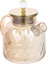 Cabilock Large Borosilicate Glass Water Pitcher with Lid Amber Household Jug for Tea Juice Iced Drinks Thickened Handle for Easy Pouring Suitable for Parties and Daily Use