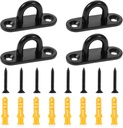 KALIONE 4 Pack Heavy Duty Ceiling Hooks, Stainless Steel Pad Eye Plate Hooks, Metal U Shaped Bracket Hooks for Hanging, Wall Mount Marine Hardware Hooks with Screws (Black)