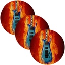 CEBUGI Blue Electric Guitar Trivets for Hot Dishes,3PCS Hot Pads for Countertops, Cotton Hot Mats 15 inch Diameter Potholders Trivets Set for Kitchen