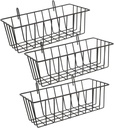 3pcs Hollow Iron Wall Baskets Multi-function Storage for Kitchen Bathroom and Office Organization Space-saving Hanging Design Black Small