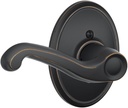 SCHLAGE Left Handed Lever with Wakefield Trim Non-Turning Lock, Aged Bronze (F170 FLA 716 WKF LH)