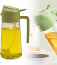 2 in 1 Glass Oil Sprayer & Dispenser, Upgrade 16/20Oz Large Capacity Olive Oil Dispenser Bottle for Kitchen, Food-grade Oil Spray Bottle with Handle for Cooking, Air Fryer, Frying, BBQ (Green, 470ml)