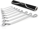 DURATECH 50-Degree Offset Wrench Set, SAE, Double Box End Wrench Set, 8-Piece, 1/4'' to 1-1/4'', 12 Point, CR-V Steel, with Easy Hang Rolling Pouch