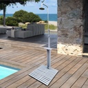 DSHADE Outdoor Garden Pool Shower with Chassis Board, Solid Wood Outdoor Shower Kit Pressure Adjustable, Freestanding Outdoor Shower with a Storage for Swimming Pool,Patio,Terrace,Garden (Gray)