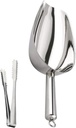 Cabilock 2sets Stainless Steel Ice Shovel and Clip Food-grade Scoop Tong for Handling for Parties and Kitchen Use Compact Design Smooth Finish
