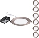 TORCHSTAR E-Lite Series 6 Inch Slim Recessed Lighting with J-Box, 13.5W Ultra-Thin LED Recessed Light, Dimmable Canless Downlight, ETL&ES Listed, CRI90, 3000K Warm White, Satin Nickel, Pack of 6