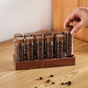 Coffee Bean Storage,Coffee Storage Container with Walnut Solid Wood Base,Coffee Bean Container,12 Tubes Single Dose with Wooden Holder(Type 1)