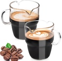 Espresso Cups Set of 2, 6 Oz Double Spouts Cups Shot Glasses with Handle Clear Glass, Espresso Accessories for Machine