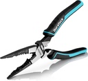 DURATECH 6-in-1 Needle Nose Pliers, 8.5" Multipurpose Long Nose Pliers with Wire Stripper/Crimper/Cutter Function, Heavy Duty Multifunctional Electrician Pliers for Crimping, Stripping, Shearing