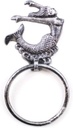 Handcrafted Nautical Decor Rustic Silver Cast Iron Arching Mermaid Towel Holder 9" - Decorative Cast Iron