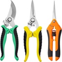 3 Pack Gardening Scissors, Professional Pruning Shears Set - Ergonomic Design Stainless Steel Garden Tool Kit