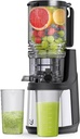 Cold Press Juicer, 5.3" Wide Feed Chute Juice Extractor Machine with 400W, High Juice Yield, Slow Masticating Juicer for Whole Vegetables & Fruits, Gray-Stainless Steel