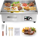 Dyna-Living Commercial Electric Griddle 22'' Flat Top Grill Countertop 3000W Stainless Steel Electric Griddle Nonstick Commercial Flat Top Griddle Countertop Grills, 122°F-572°F Temp Adjustable