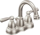 Moen Banbury Spot Resist Brushed Nickel Two Handle Centerset Bathroom Faucet with Drain Assembly, WS84913SRN