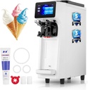 Commercial Ice Cream Machine, 2.6-5.3 Gal/h Soft Serve Ice Cream Machine with 4L Hopper & 1.6L Cylinder, Pre-Cooling & Auto Clean, Touch LCD for Snack Restaurants Bars (white, 4L)