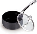 Cooks Standard 1-Quart Saucepan Hard Anodized Nonstick with Glass Lid, Cooking Sauce pot Milk Pan, Black
