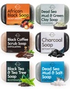 O NATURALS 100% Natural Bar Soap - Gift Set - Organic Ingredients & Essential Oils - Spa Gifts for Women & Men, Body Wash & Face Soap - 6PC Black Soap Collection