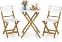 HAPPYGRILL 3-Piece Folding Patio Bistro Set, Acacia Wood Chairs and Square Table with Slatted Design, Small Outdoor Furniture Set for Backyard Garden Balcony Porch