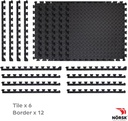 Norsk Foam Floor Gym Mats with Interlocking Tiles, .47" Thick, 24"x24", 24-Pack, 96 Square Feet, Diamond Plate Design, Black