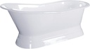 Aqua Eden VCTND673128 67-Inch Cast Iron Single Slipper Pedestal Tub (No Faucet Drillings), White