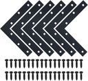 SAYAYO L Brace, 150x150mm / 6" x 6" Metal L Mending Plate L Flat Plate Bracket Stainless Steel Right Angle Corner Brace for Wood Matte Black (6 PCS )