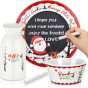 Nitial 4 Pcs Christmas Cookies for Santa Plate Set Message Santa Milk Jar Reindeer Treat Bowl Chalk Xmas Dinnerware Set for Christmas Eve Gift Holiday