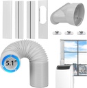 Portable Air Conditioner Window Vent Kit with Exhaust Hose 5.1 Inch Diameter, Adjustable 59 Inch Length Exhaust Hose for AC Seal Plate with Universal for Sliding Window