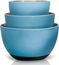 WHYSKO® Stainless Steel Mixing Bowls (Set of 3) with Non-Slip Silicone Base for Kitchen, Dishwasher Safe Bowls for Meal Prep, Cooking, Baking, Serving, Food Storage (Light Blue)