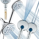 AquaCare High Pressure 6-way Dual Shower Head Combo with Built-in Filter & Power Wash - Clean Tub, Tile & Pets. Remove Chlorine, Lead & Toxins from Water to Protect Skin, Hair, & Nails. Chrome Finish