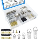 415Pcs Picture Hanging Kit D Ring Hangers and Sawtooth Shape with Screws Hook Assortment for Hanging Heavy Duty Canvas Paintings Picture Frame Clock Artwork-7 Models