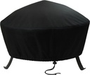 Sunnydaze Round Outdoor Fire Pit Cover - Heavy-Duty 300D Polyester and PVC with Drawstring Closure - Black - 58-Inch