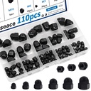 smseace 110Pcs 6-Sizes Hex Acorn Cap Nuts Assortment Kit - M3/ M4/ M5/M6/M8/M10 Bolt Cover Caps for Protection, Indoor and Outdoor Nylon Screw Covers
