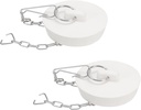 uxcell 2Pcs Tub Stoppers, Rubber Bathtub Stoppers 53-55mm Kitchen Sink Drain Stopper, Bathroom Drain Plug with Pull Ring and Stainless Steel Chain, White