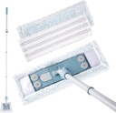 Dust Mop for Floor Cleaning,Magnetic Floor Flat Mop with 2 Washable Pads -Extendable 64‘’ Iron Handle for Hardwood Tile Marble Laminate Floors,Blue&Gray