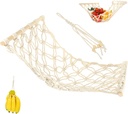 Cabilock 1Set Multi Function Hanging Storage Basket Bohemia Style Woven Fruit Vegetable Net Bag for Kitchen Organization and Space Saving Includes Banana Holder