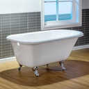 WOODBRIDGE 54" Enameled Cast Iron Roll Top Clawfoot Bathtub with Chrome Iron Feet, White, TC0354