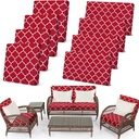 Newwiee 8 Pcs Stretch Patio Outdoor Cushion Covers Waterproof Replacement Sofa Couch Covers for 4 Backrests and 4 Cushions Washable Lawn Garden Seat Furniture Protector(Wine Red)