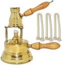 Al Bramony Brass Turkish Greek Coffee Alcohol Burner Maker Table Top Tabletop Wooden Handle Large Size Hand Hammered Handmade Decanter + 3 Pcs Cotton Fuse + Pot Ibrik Size N02 (Capacity 2 Cup / 2.7oz)