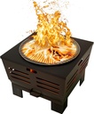 Fire Beauty Fire Pit with Stand,Smokeless Wood Burning Firepit with Ash Pan,Portable Outdoor Firepit with Cooking Grate & Poker For Camping,Backyard|L:23''xW:23''xH:17'',28.6lbs