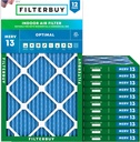 Filterbuy 14x22x1 Air Filter MERV 13 (MPR 1900) Health Defense Replacement (12-Pack), Electrostatic Pleated HVAC AC Furnace Filters, Made in USA (Actual Size: 13.50 x 21.50 x 0.75)
