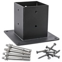 4 Pack 4x4(Actual Size: 3.5x3.5) Post Base Stainless Steel Flange Anchor Base for Wood Beams, Fence Post Anchor, Deck Railing, Pergola Hardware pergola Brackets (Black Finish)