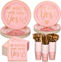 Zhehao 350 Pcs She Said Yes Tableware Disposable Engagement Party Supplies Plates Napkins Cups and Forks Set for for Bridal Shower & Engagement Celebrations, Dinnerware Sets, Serve 30