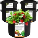 5 Pack 5 Gallon Grow Bags, Thickened Aeration Nonwoven Fabric Plant Pots with Handles, Heavy Duty 300G Garden Planting Bag for Tomato, Potato, Strawberry, Vegetable, Fruits and Flowers