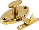 Oval Brass Hoosier Cabinet Door Latch with Flush and Offset Catches | Left Hand or Right Hand Doors Mounting | Antique Cabinet, Vintage Cupboard Hardware | UA-113-HLPB