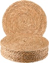 Round Woven Placemats 12 inch Set of 10 - Boho Rattan Placemats Natural Water Hyacinth Placemat, Farmhouse Weave Place Mats, Rustic Braided Wicker Table Mats for Dining Table,Home,Wedding