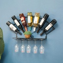 Wall Mounted Wine Rack with Glass let Holder, Metal Hanging Wine Holder Bar Wine Cellar Kitchen Counter Floating Storage Display Shelves