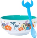 Silver Buffalo Disney Lilo and Stitch Tropical Ceramic Bowl with Color Changing Spoon Featuring Stitch, 28 Ounces