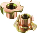 100pcs 1/4-20 T-nut Yellow Four-jaw - for Home, Hotel Outdoor Threaded Insertion